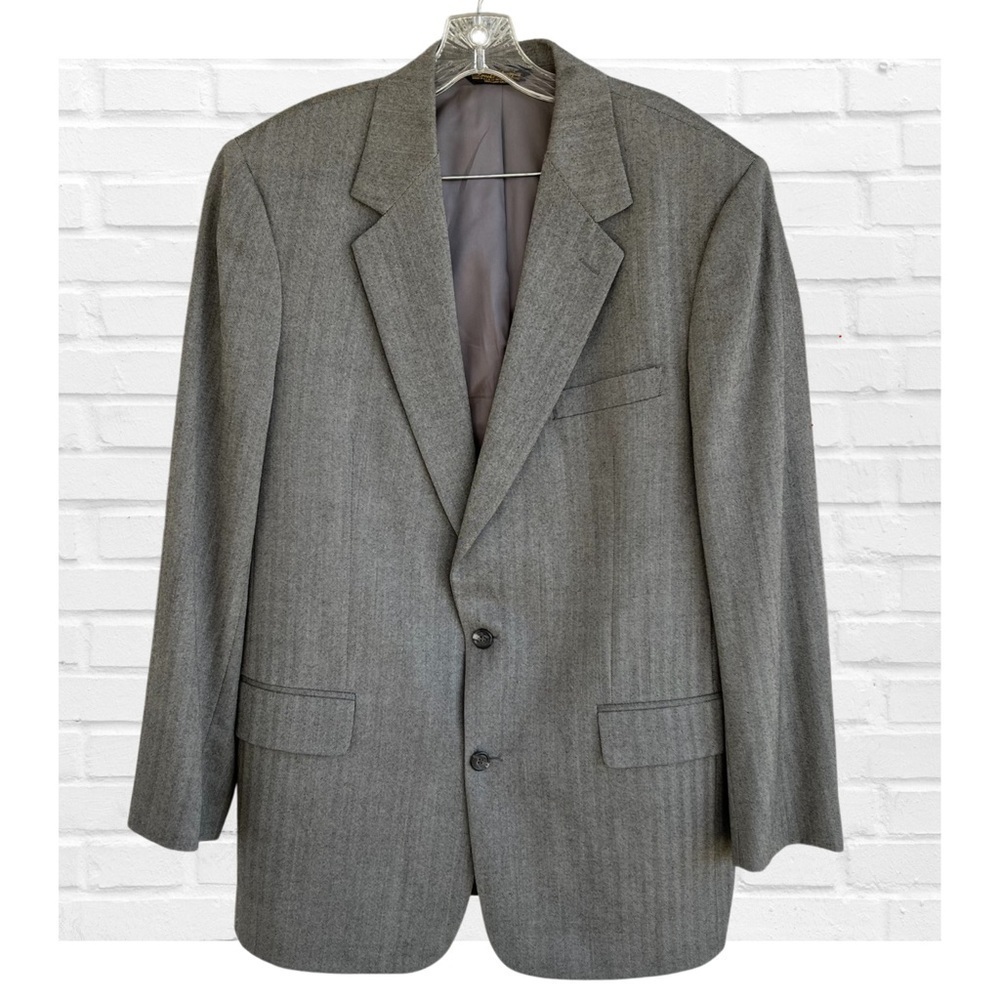 Brooks Brothers Men’s Gray Herringbone Wool Suit Jacket Old Money Preppy Career